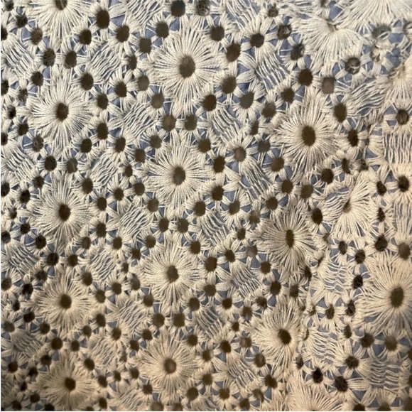 Anthropologie Dolan Rossi Eyelet Moto Jacket Ivory/Light Blue Size Small - Picture 7 of 7